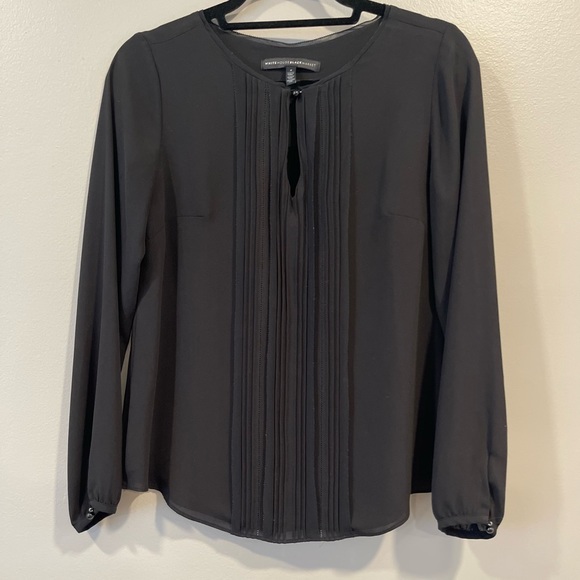 White House Black Market Black Long Sleeve Blouse - Picture 1 of 3